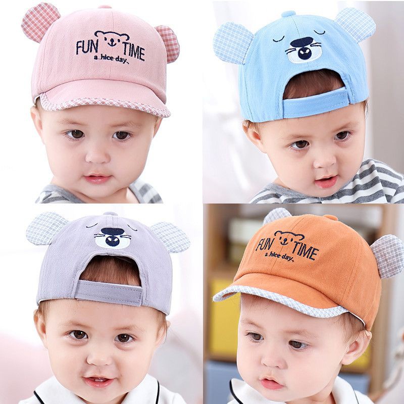 Topi Anak Baseball bayi Fun Time bear motif lucu bordir baby cap