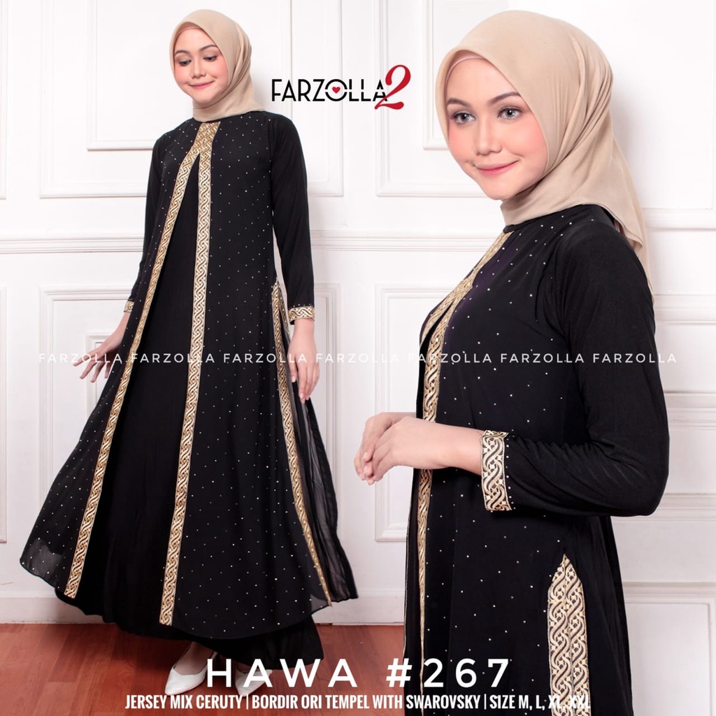 Gamis Abaya Jersey Mix Ceruti Aplikasi Mote dan Bordir Ori 267