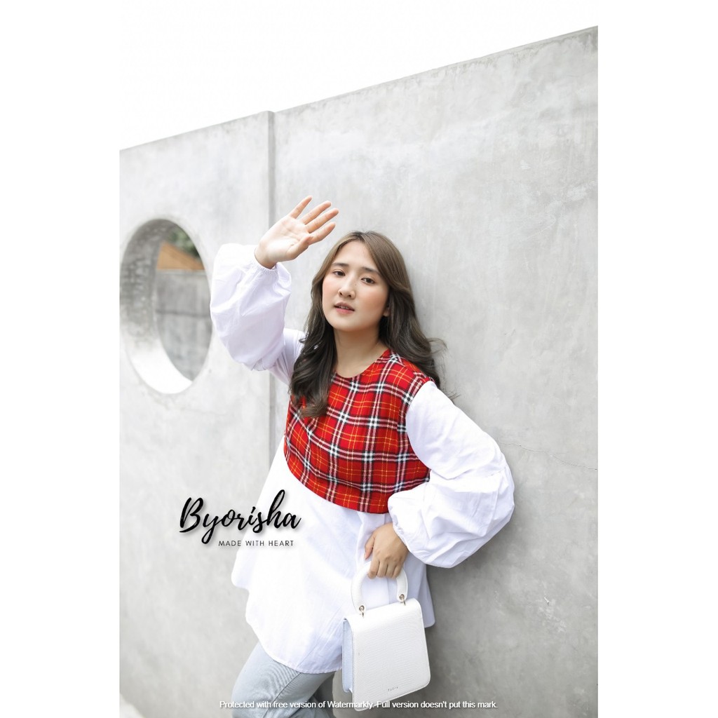Blouse Lengan Balon Atasan Wanita Putih Shana Byorisha