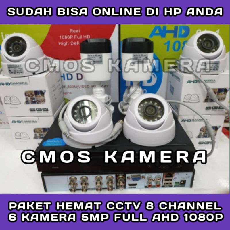CCTV PAKET 8 CH 6 KAMERA 5MP FULL HD 1080P KOMPLIT SIAP PASANG