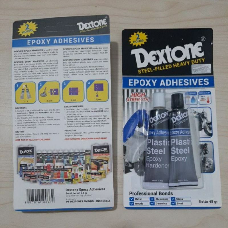 LEM BESI EPOXY ADHESIVES DEXTONE BIASA / 2 JAM 48gr (ASLI )