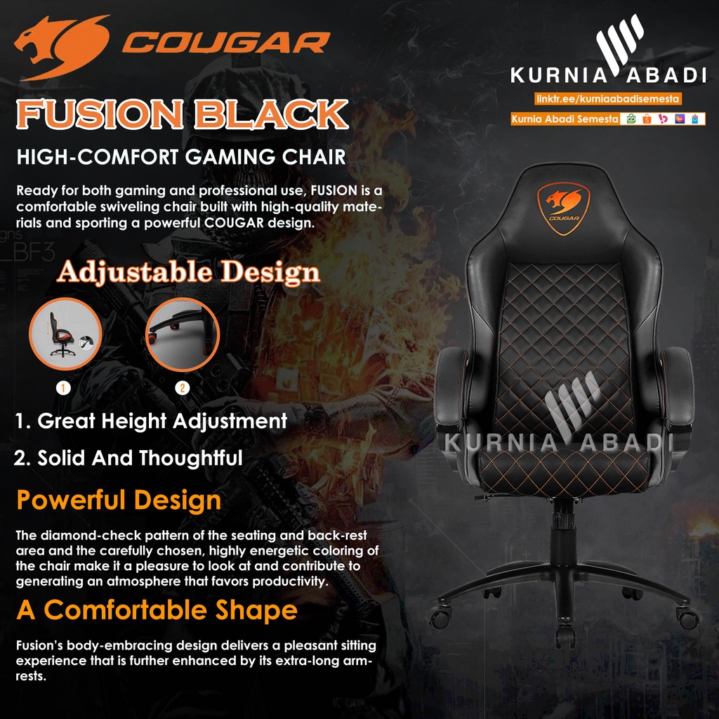 COUGAR GAMING CHAIR FUSION ADJUSTABLE DESIGN KURSI GAMING