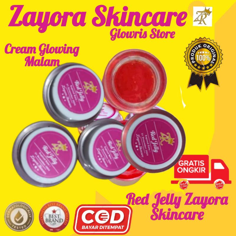 [COD] RED JELLY ZAYORA ORI KRIM PEMUTIH WAJAH &amp; PENGGLOWING WAJAH CREAM GLOWING MALAM