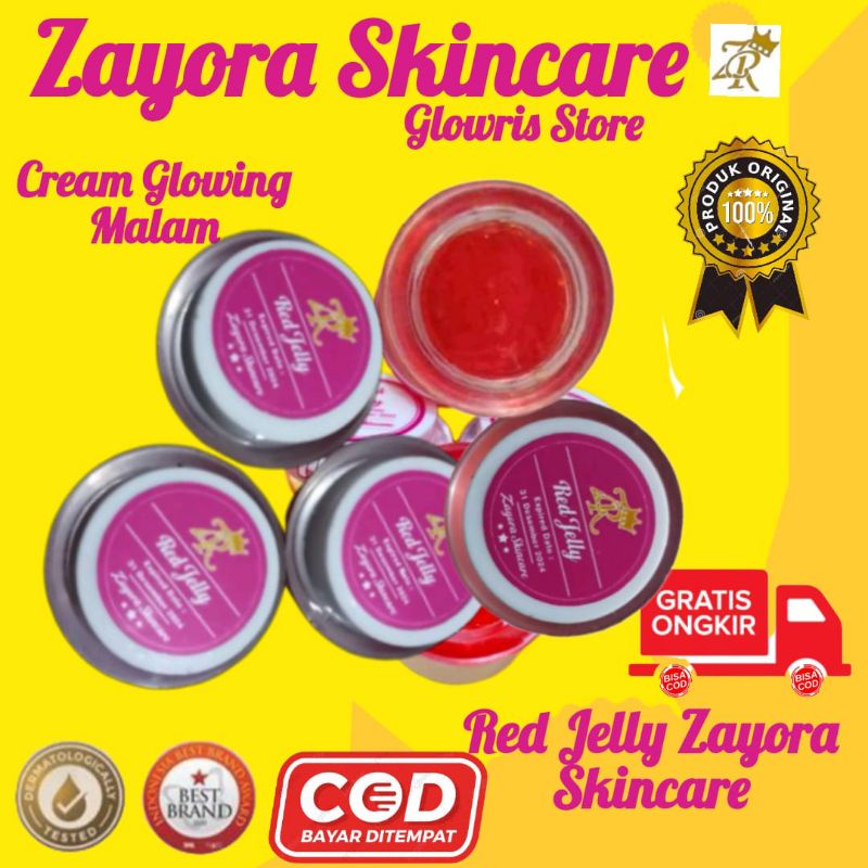 [COD] RED JELLY ZAYORA ORI KRIM PEMUTIH WAJAH &amp; PENGGLOWING WAJAH CREAM GLOWING MALAM