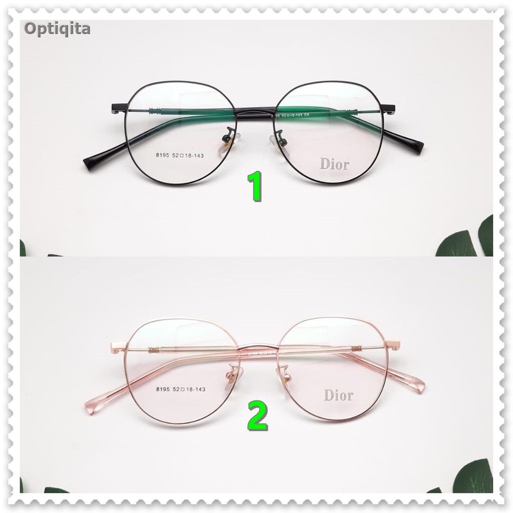 Paket Kacamata PHOTOCROMIC/ANTI BLUERAY/BLUECROMIC Bulat Wanita 8195 free lensa minus/silinder/plus