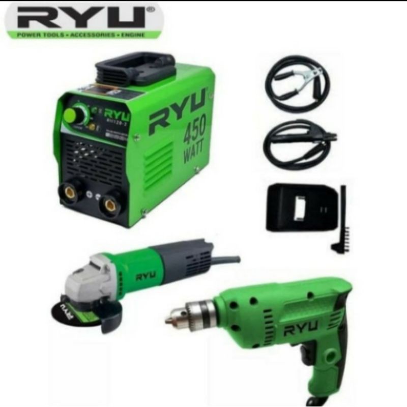 Paket RYU 3in1 Mesin Las 450w RYU | Gerinda 4" RYU | Bor 10mm RYU