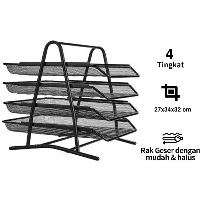 

Rak Dokumen Kertas File 4 Susun - Rak Organizer Dokumen Bisa Digeser - Latte 4 tier document tray