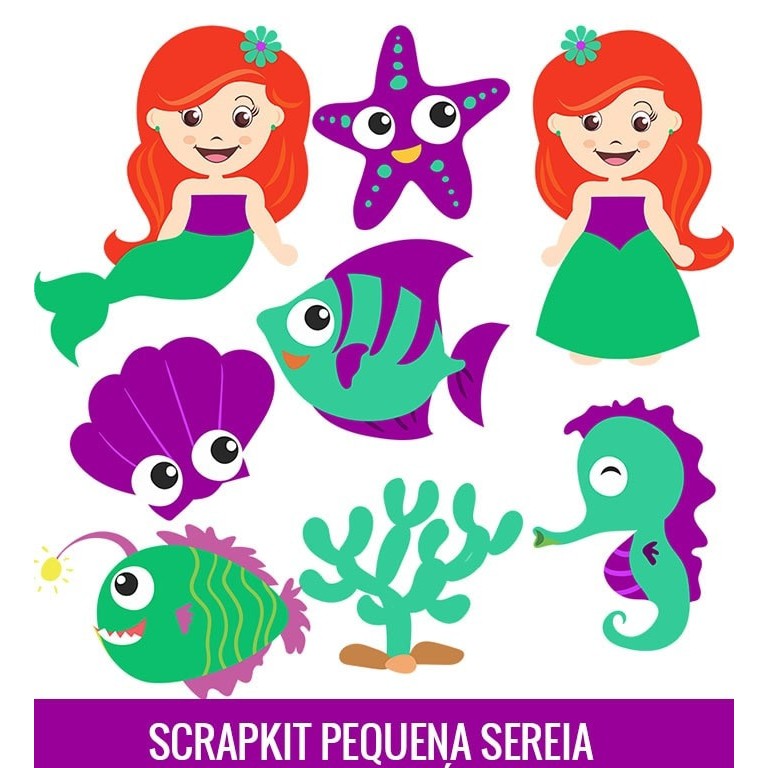 Kertas Cliparts - Pequena Sereia Design (8pcs)