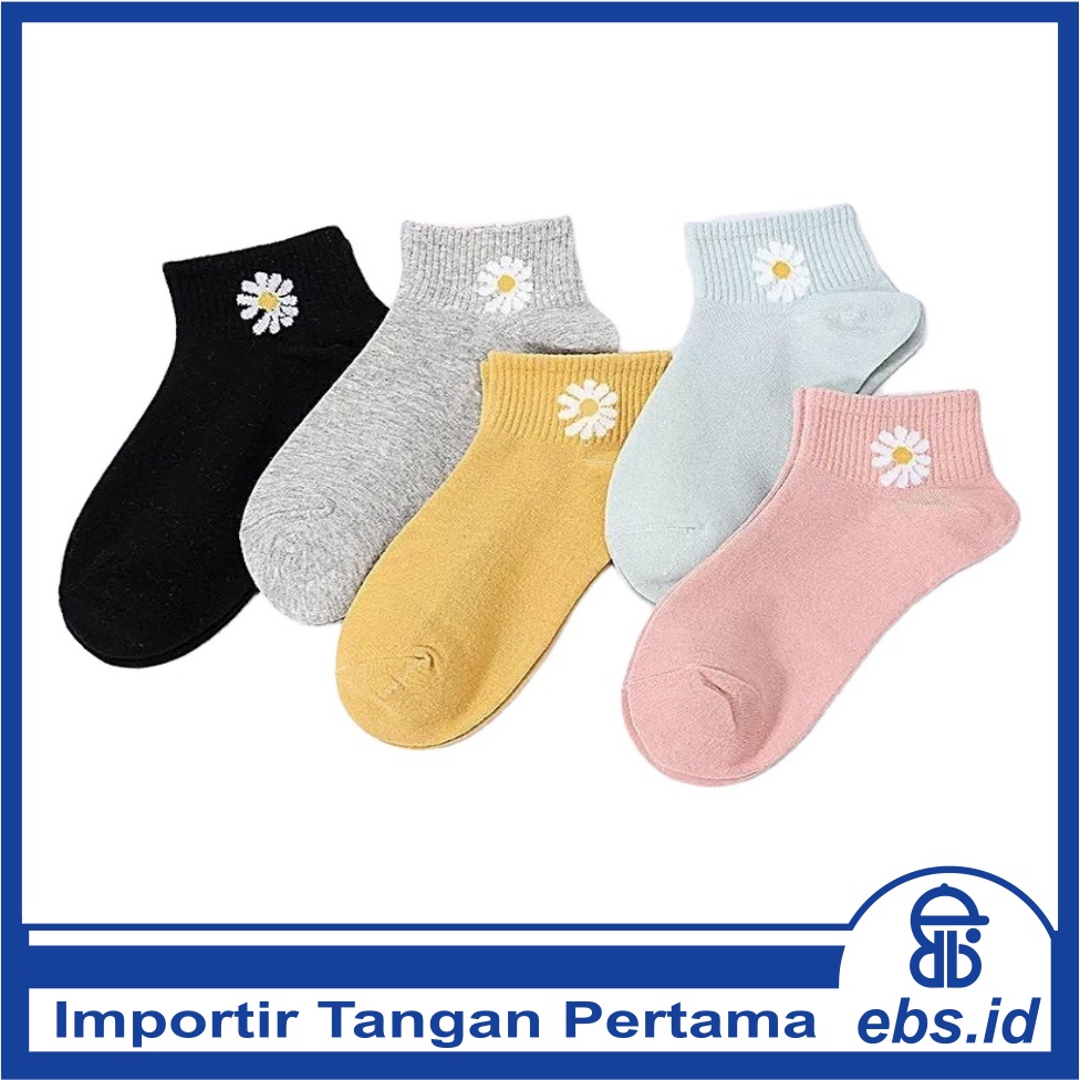 𝗘𝗕𝗦 ✅ KK013 Kaos Kaki (Tanpa Kemasan) Wanita Tipis Pendek Semata Kaki Motif Bunga Fashion Korea Women Sock Import Murah