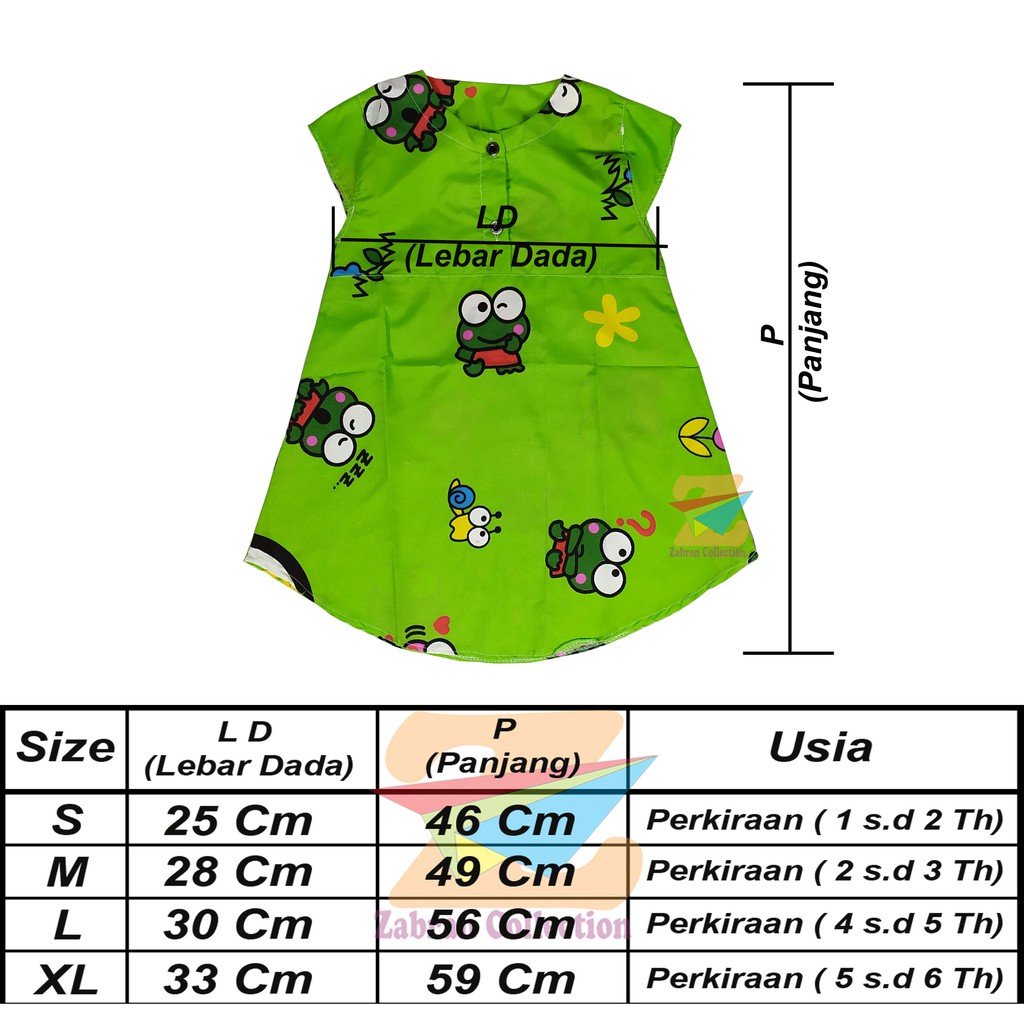 Isi 3 Dress Anak Kancing Depan Zabran 1 Sampai 6 Tahun/COD Bayar Di tempat