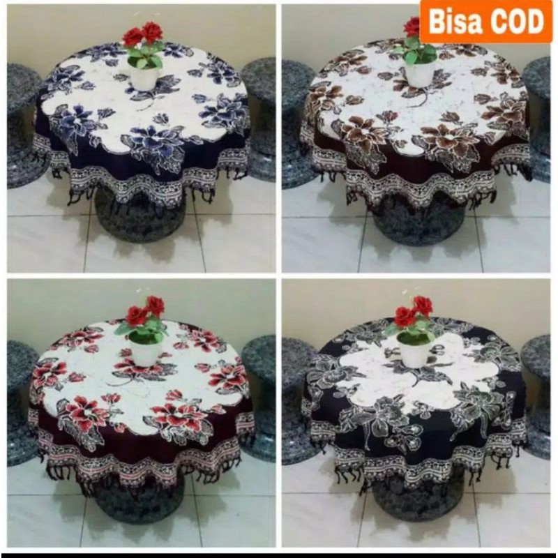 Taplak Meja Tamu Bulat Batik Cap