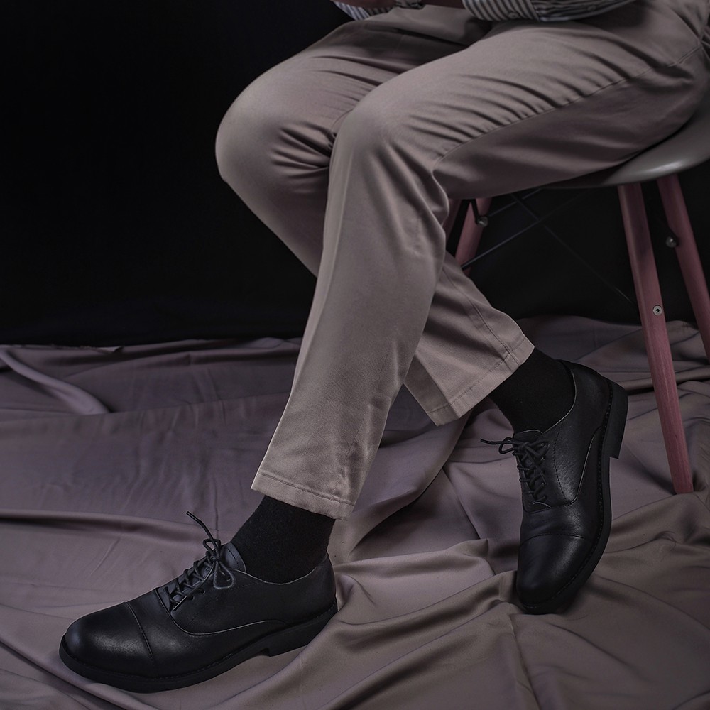 OXFORD 02 FULL BLACK (KULIT ASLI)|MNM x Kenzio| Sepatu Pantofel Pria ORIGINAL