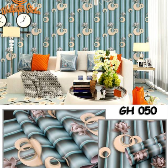 Wallpaper Polkadot Garis #Orange GH050