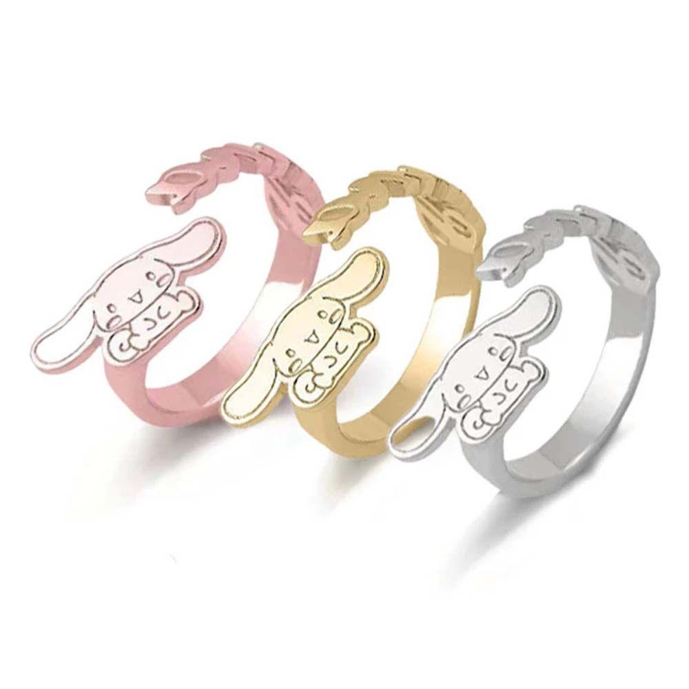 Mxbeauty Wanita Terbuka Cincin Retro Temperamen Untuk Pria Cinnamoroll Hadiah Hari Valentine Gadis Gaya Korea Rings