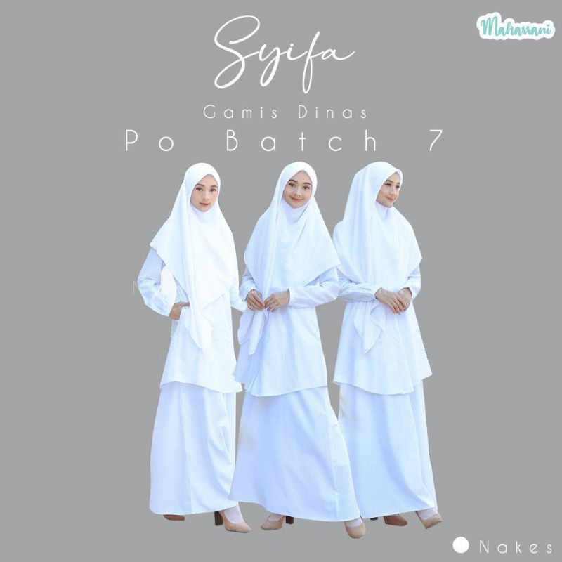 Seragam Dinas Putih Nakes Wanita Seragam Dinas Putih Perawat Syifa Dress Bahan Katun Toyobo