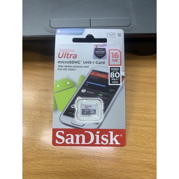 MicroSD Sandisk Ultra 16gb UP to 80mb class 10 tanpa adaptor