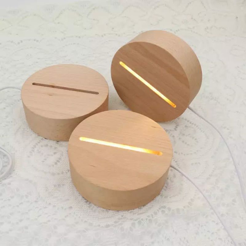 base wood bulat / stand acrylic / tatakan lampu hias acrylic / dudukan lampu led acrylic