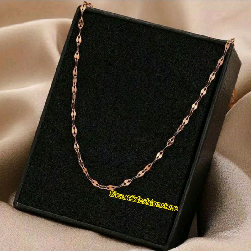 Kalung Wanita Pria Titanium Model Pecah Kopi Rose Gold Terlaris Anti Karat selamanya Kalung Wanita Pecah kopi Rose Gold Fashion Wanita PriaTerbaru Terlaris Mewah Kekinian