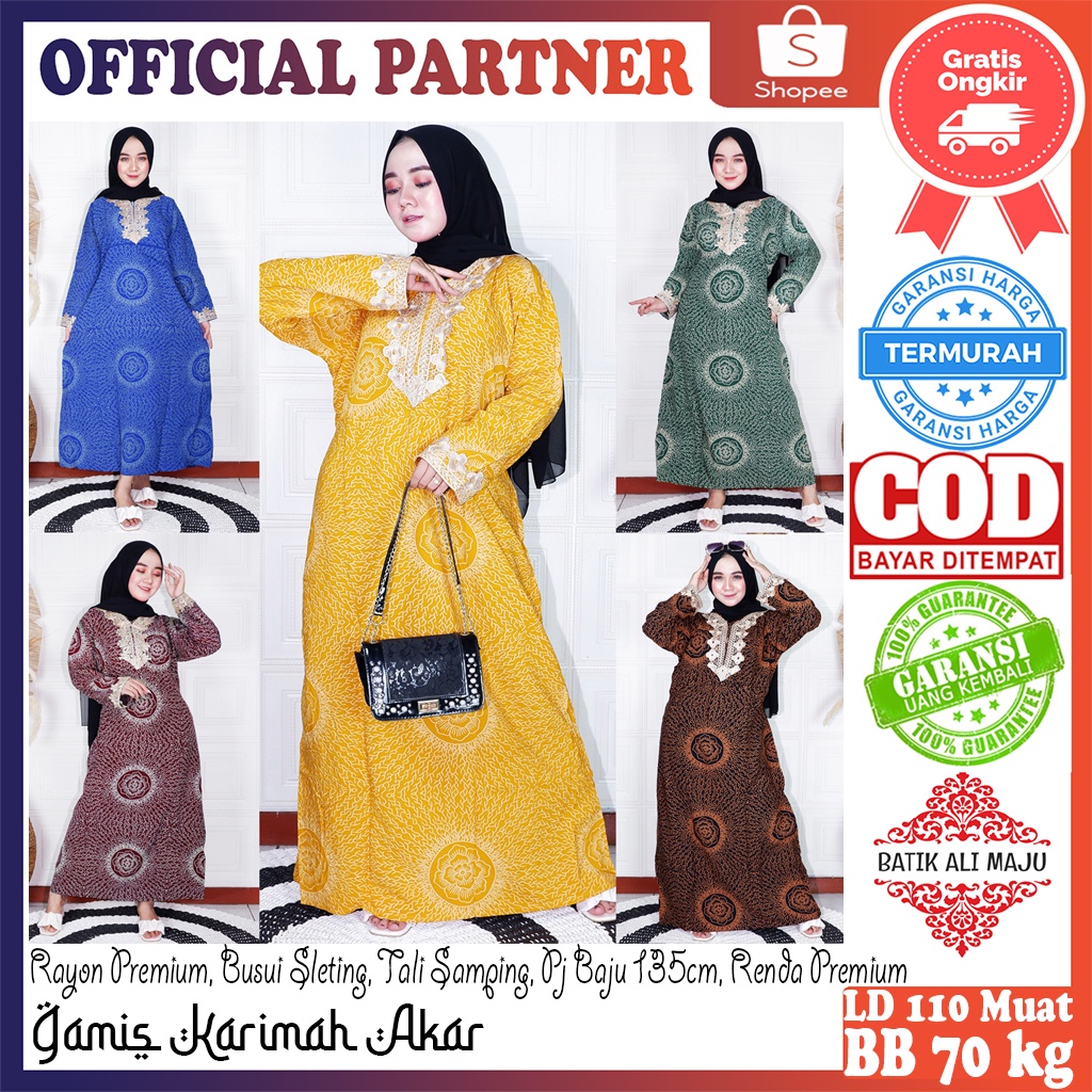 Baju Gamis Arab - Daster Arab Renda KARIMA Dres Adem Nyaman Matt Rayon - Cocok Untuk Ibu dan Remaja