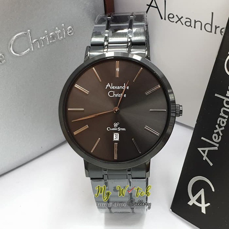 Jam Tangan Alexandre Christie / Alexander Pria AC 8597 MD Black Original Diameter 4,1 cm