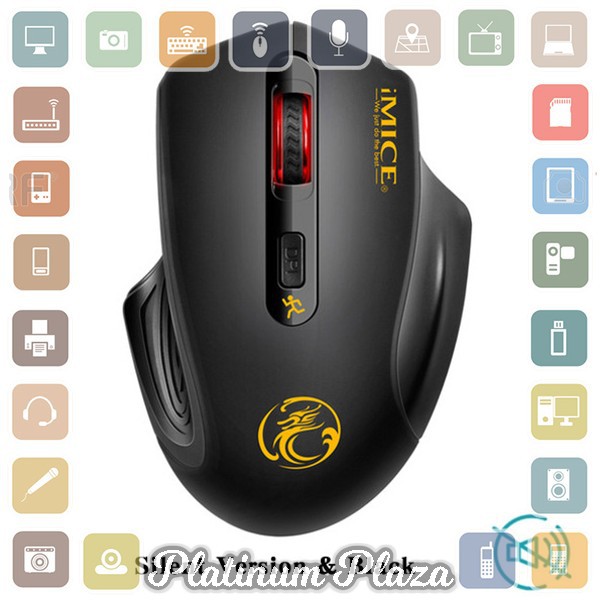 iMice Ergonomic Wireless Gaming Mouse 2000 DPI - Silent Version - Black`KZZP4S-