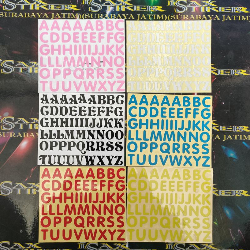 

stiker cutting huruf aphabets abjad A sampai z 10cmx8,5cm
