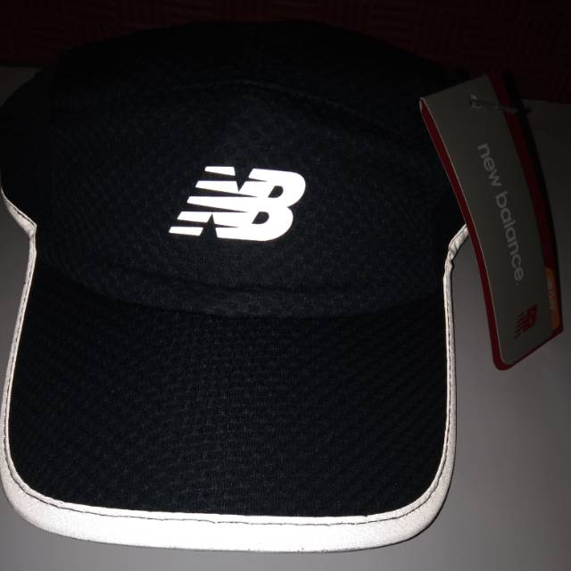 Original 100 % Topi New Balance NB DRY Running Cap 5 Panel Performance Hat Blue Reflective