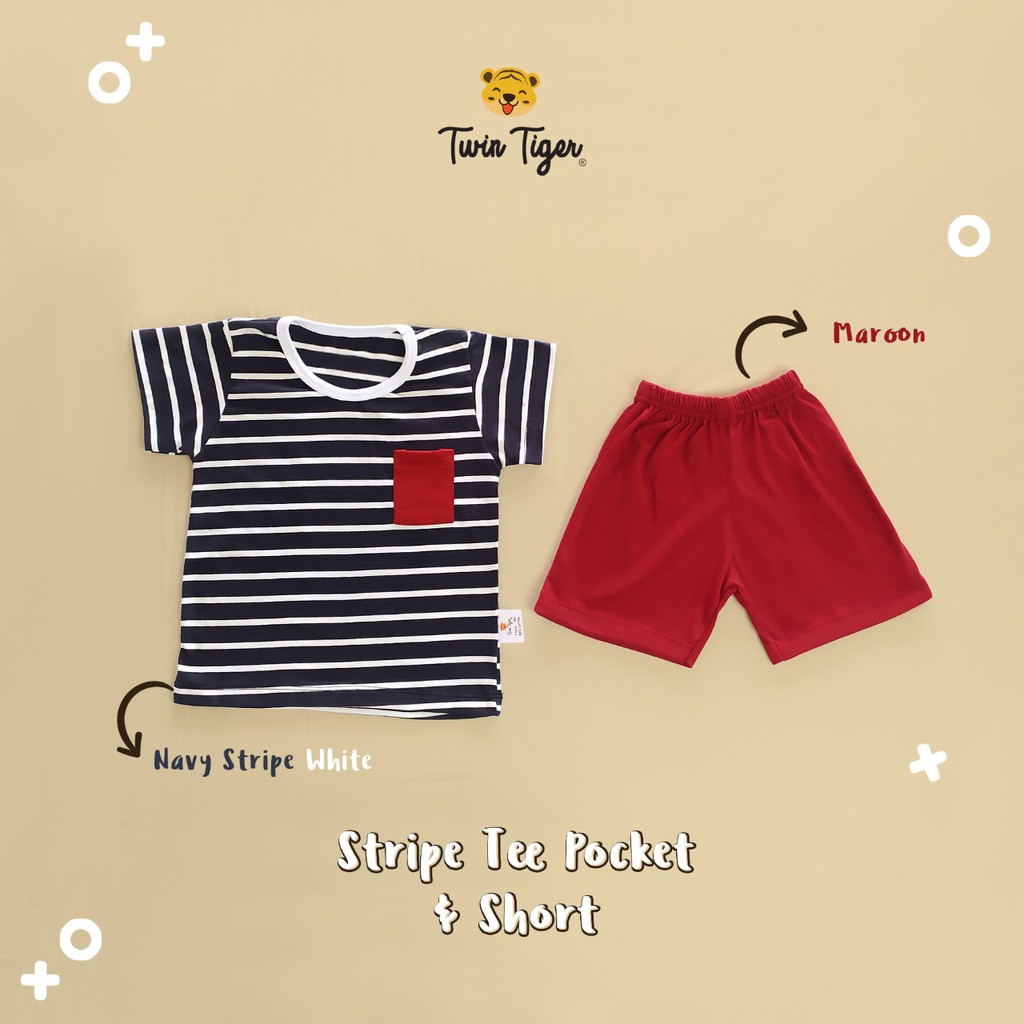 CUCI GUDANG PROMO TWIN TIGER SETELAN KAOS ANAK garis TSHIRT STRIPE TEE POCKET SET BAJU ANAK / BAJU BAYI 0-5 Tahun SNI