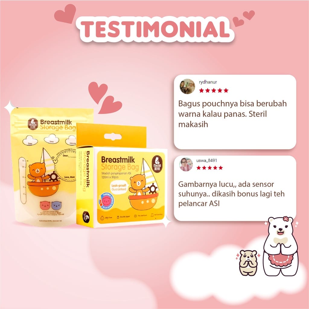 KANTONG ASI MAMA BEAR 120 ml 30 pcs - ASI BAG - BREAST STORAGE MILK