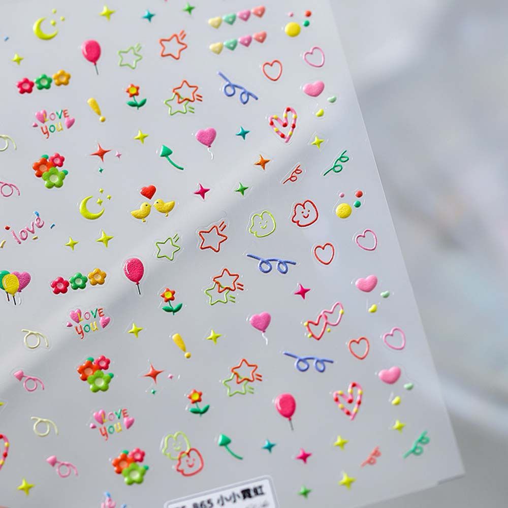 Mxbeauty Stiker Kuku Ultra Tipis Motif Kartun Dinosaurus / Bunga Warna-Warni 5d Untuk Dekorasi Nail Art / Manicure Diy