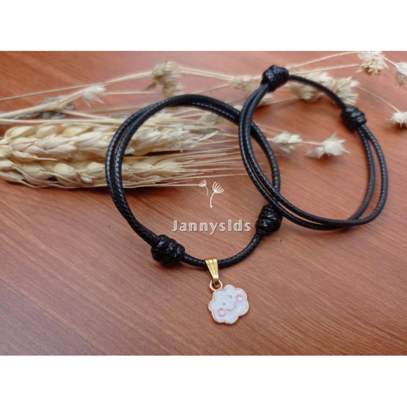 gelang couple tali korea charm awan tersenyum gelang hitam tali korea polos gelang wanita pria