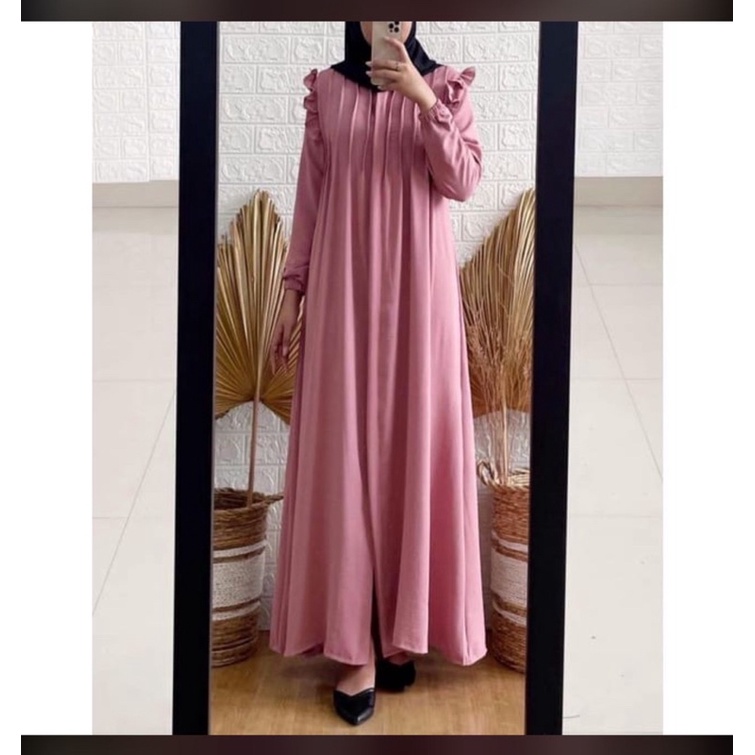 Mahalini Maxy Gamis Crinkle Airflow POLOS LD 100 - 110- Gamis Wanita Busui Friendly