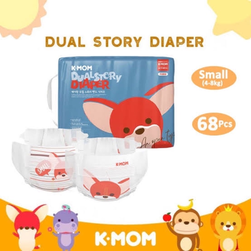 K-MOM dual story diapers SMALL dan MEDIUM