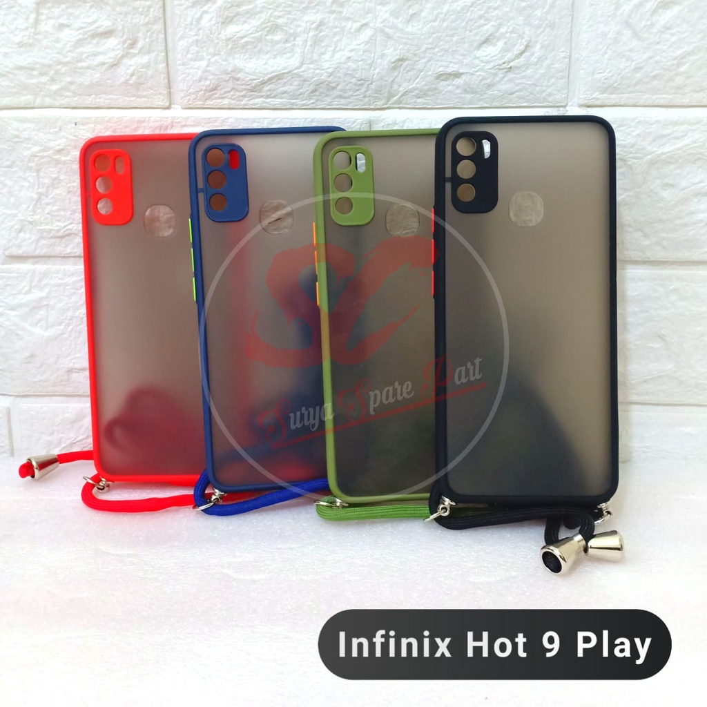 CASE MATTE + TALI LANYARD - SLING CASE MATTE INFINIX SMART 4 HOT 9 PLAY INFINIX HOT 8 - SC