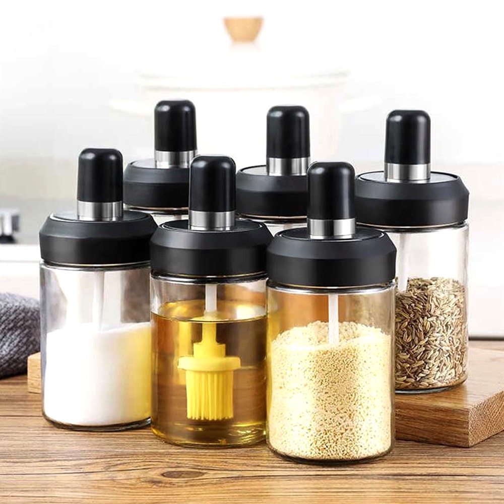 FM - Botol Bumbu Dapur Kaca + Tutup dan Sendok Kedap Udara