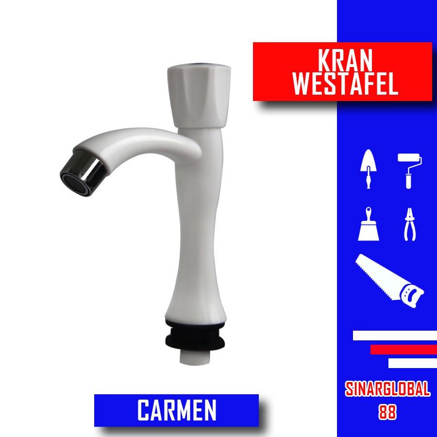 KRAN AIR / KRAN WASTAFEL / KRAN WASTAFEL PVC / KRAN WASTAFEL KEPALA BULAT CARMEN