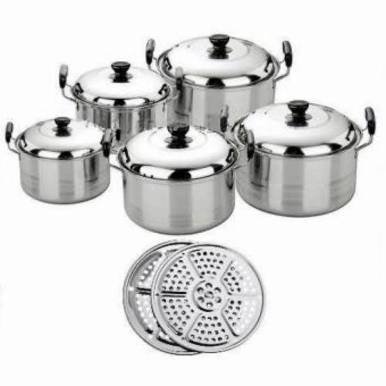 Kangaroo Inox Cookware Set Kg 864 Panci Stainless Steel 16/20/24  CI441  America High Pot 5 In 1 2