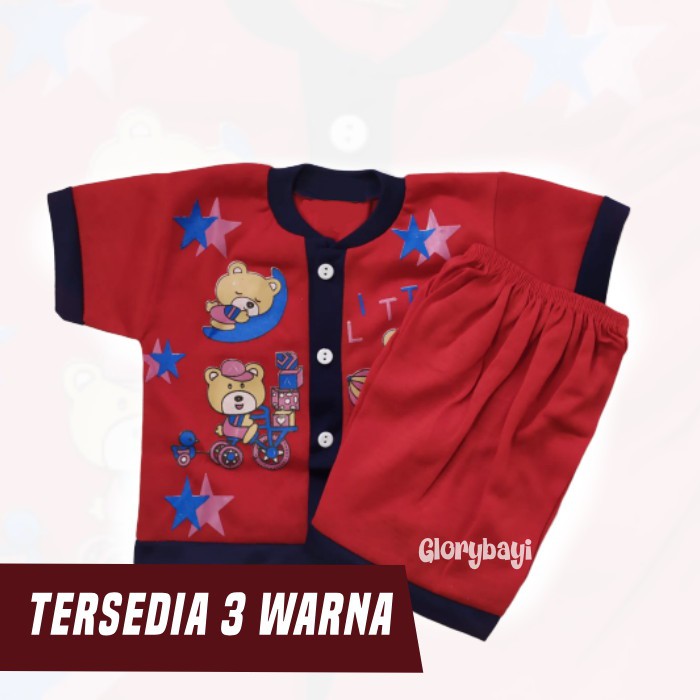 Setelan Baju Bayi Pendek Kancing