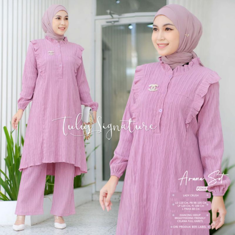 ARANA SET BY TULUS SIGNATURE / ONE SET WANITA MUSLIMAH / Setelan polos LD 110