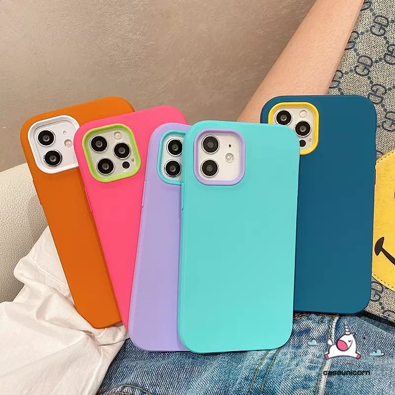 Soft Case Bumper Silikon Cair 3 in 1 Anti Jatuh Tahan Banting Untuk iPhone 11 12 13 pro Max XS XR XS Max SE 2020