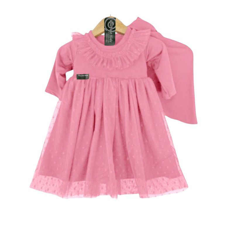 Gamis Hijab Bayi Renda Tutu Tile Dotti (0 - 4 tahun) Pakaian Muslim Anak Balita Perempuan Katun Polos Pesta mix