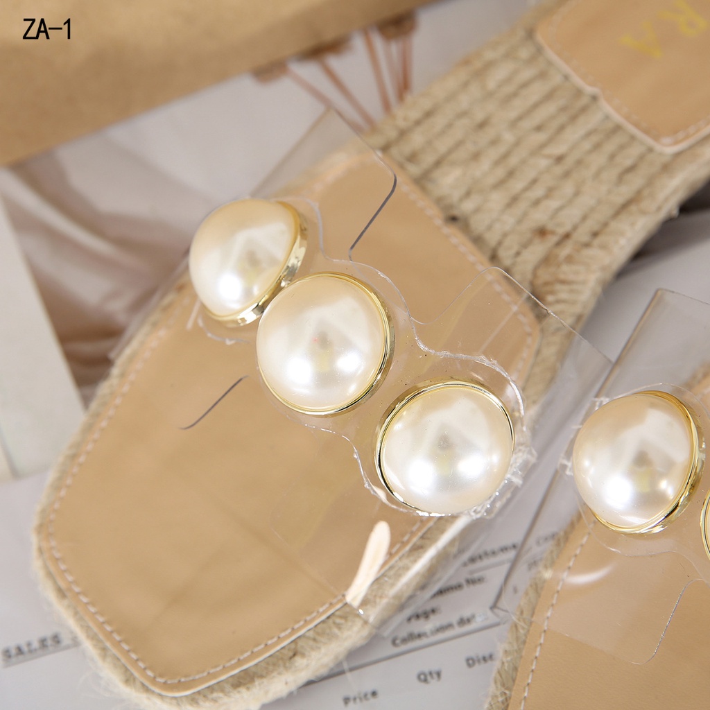 Clear Pearl  Flat Slides Sandals #ZA-1