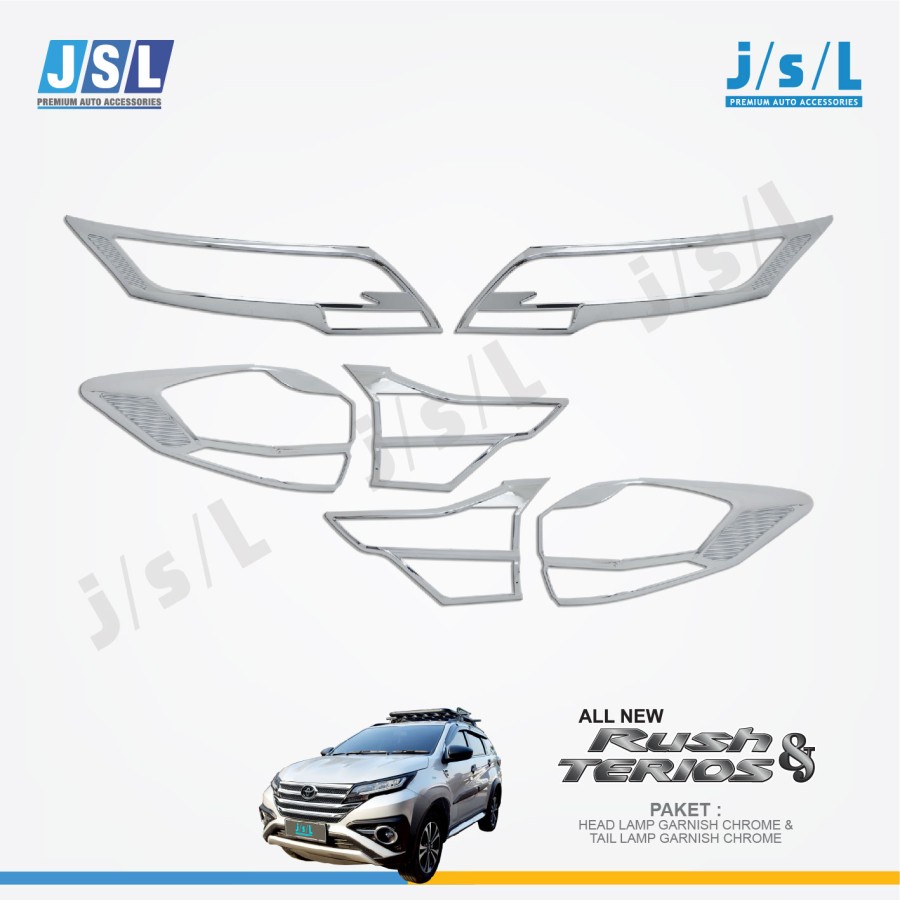 Paket Garnish Garnis List Lis Depan Belakang Mobil All New Rush Terios 2018 and up JSL Chrome