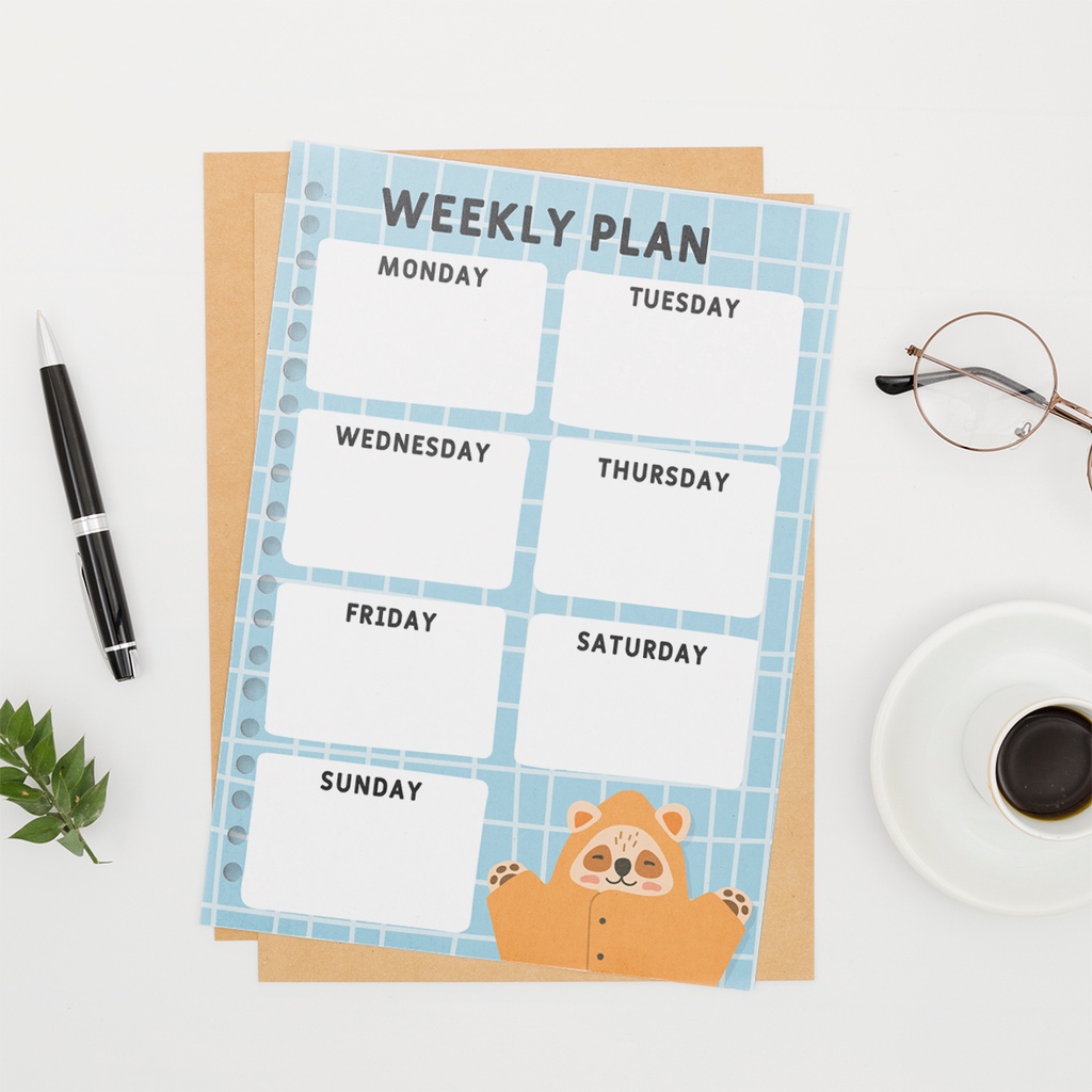 Bukuqu Loose leaf A5 - L230 Weekly Plan Kotak Biru Kertas Binder