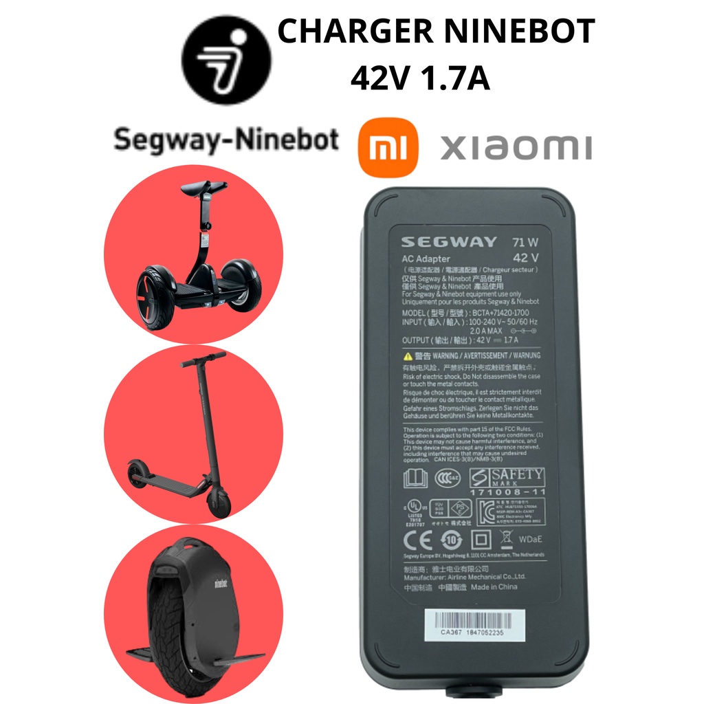 SEGWAY NINEBOT CHARGER 42V 1.7A ORIGINAL  MIJIA XIAOMI GRAB WHEELS SCOOTER  SKUTER LISTRIK LIPAT  PART