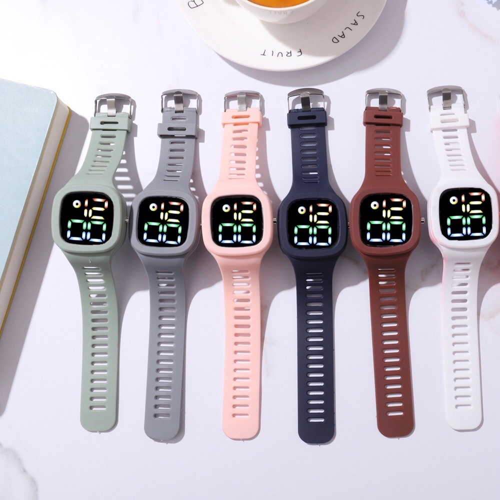 COD✅ Jam Tangan Digital Wanita Pria Tahan Air Fashion Watch LED Tampilan Layar Besar Dengan Font Warna-warni Harga Grosir   S1185