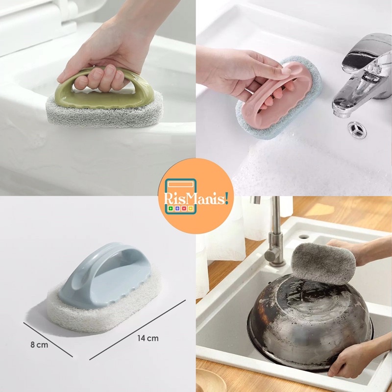 SPONGE BRUSH WITH HANDLES - Sikat Cuci Piring Gagang Pegangan Spons Pembersih Alat Masak Panci Dapur