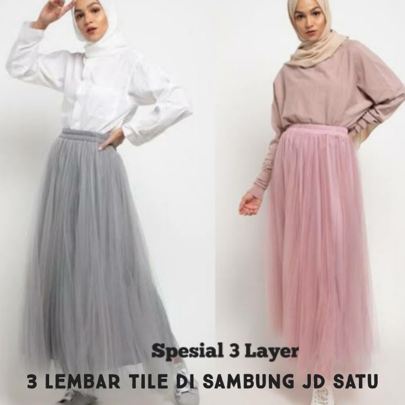 Rok tutu panjang 4 layer premium