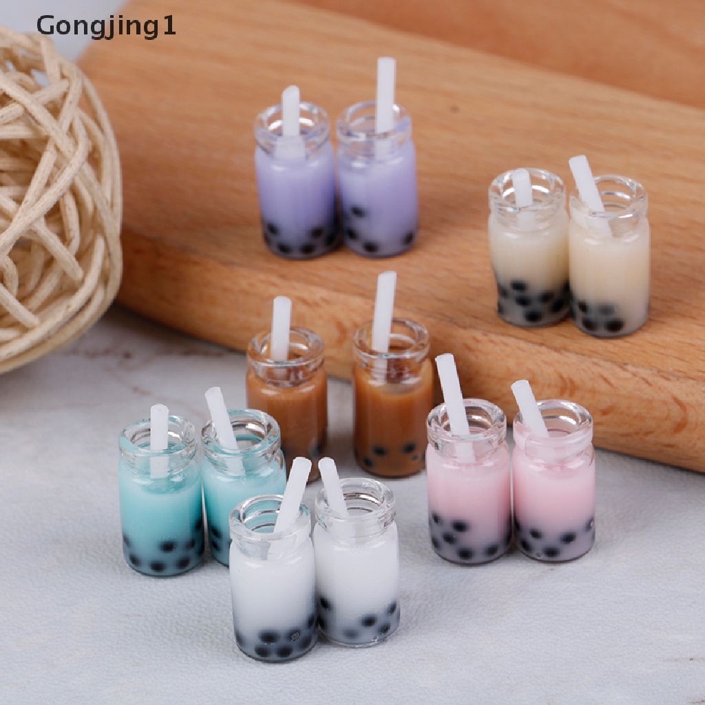 Gongjing1 2Pcs Miniatur Minuman Pearl milk tea Untuk Aksesoris Rumah Boneka 1 / 12