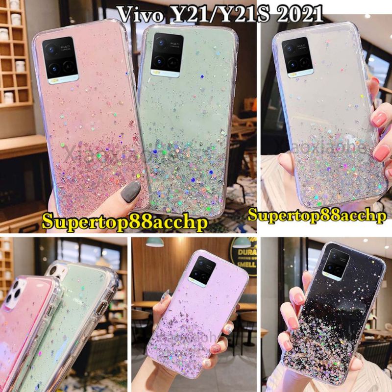 Vivo Y21/Y21S/Y21A/Y21T/Y33T/Y33S/Y01/Y15S/Y75 5G/T1 5G Casing Soft Case Tpu Bahan Premium Glitter Glossy